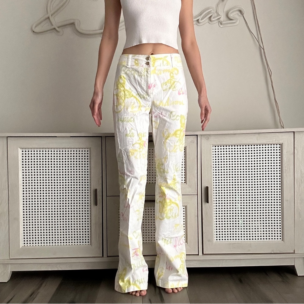 White and Yellow Patterned Pants